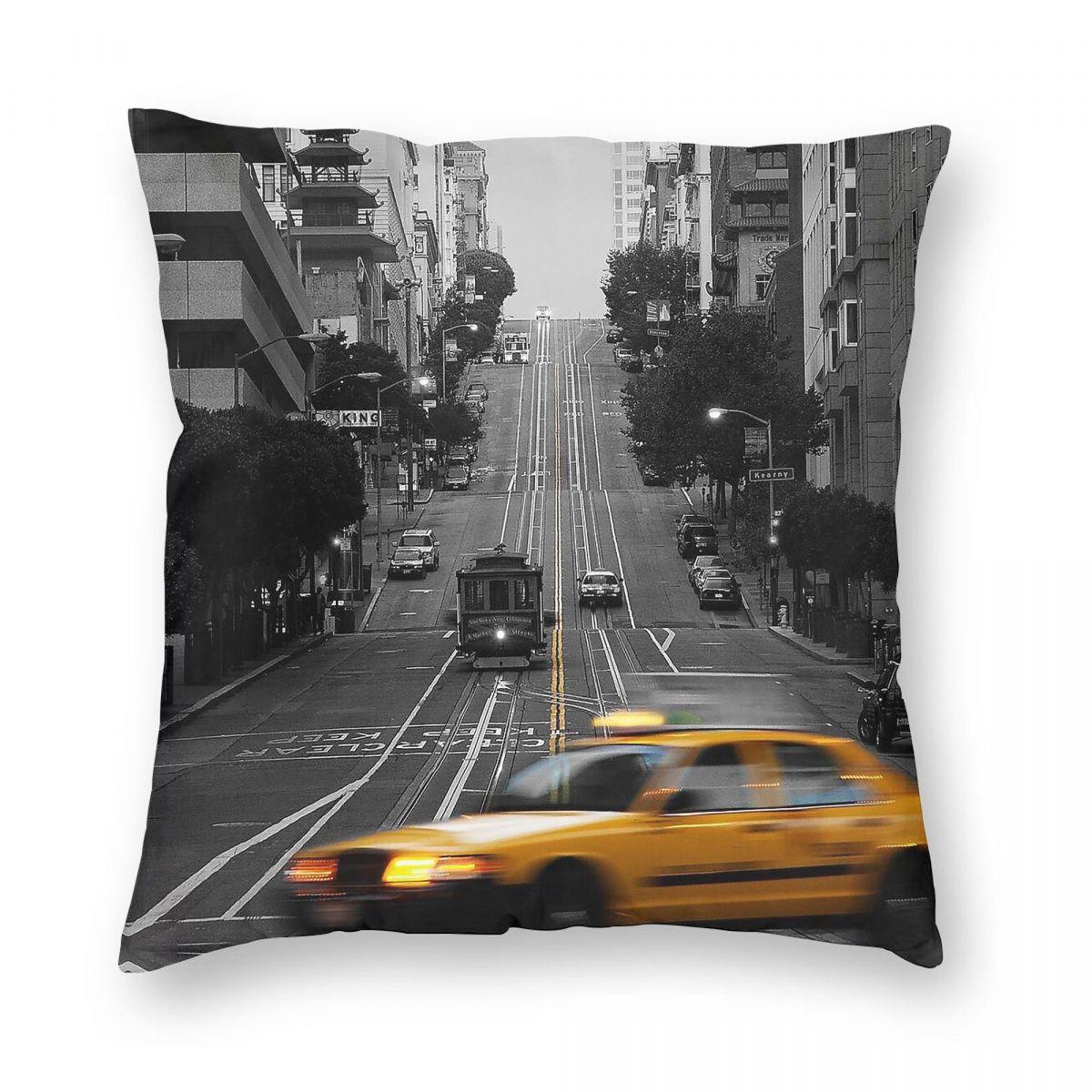 Streets Of San Francisco Square Pillowcase Polyester Linen Velvet Pattern Decorative Pillow Case Room Cushion Case Wholesale 30x30cm