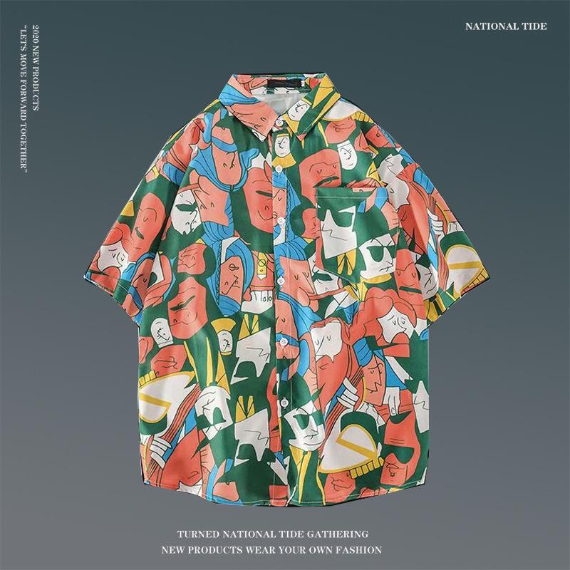 Japanese Hong Kong-Style Floral Hawaiian Shirt - Unisex Summer Short-Sleeve Retro Beachwear