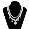 Imitation Pearls CCB Beaded Chokers Necklace Women Summer Beach Boho Starfish Conch Pendant Jewelry Accessories