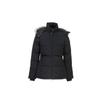 Womens Hooded Down Jacket With Removable Raccoon Fur Trim 90% White Duck Slim Fit Winter Coat