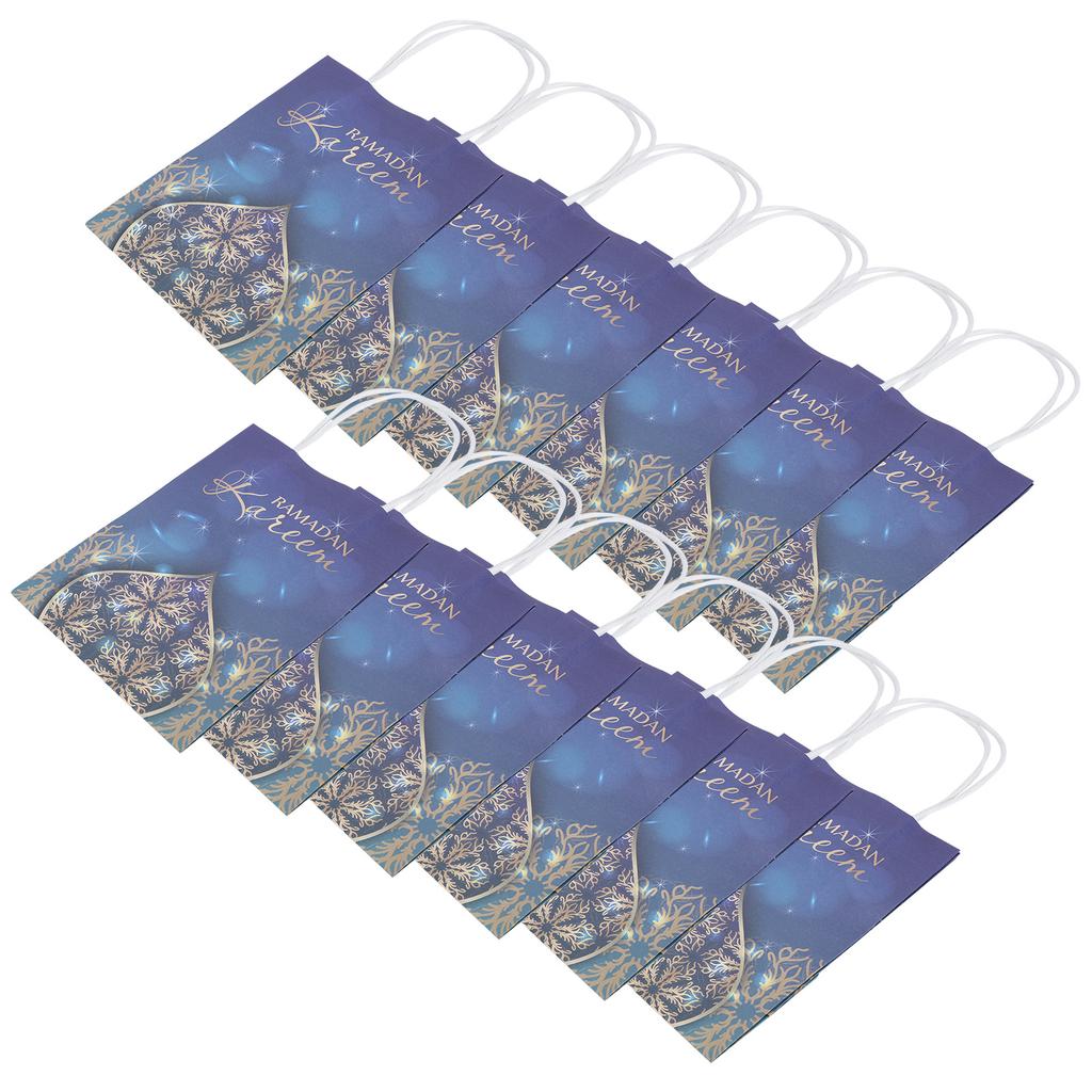 12Pcs Ramadan Gift Bag with Rope Handle Paper Packing Decorations Tote Craft SuppliesBlue