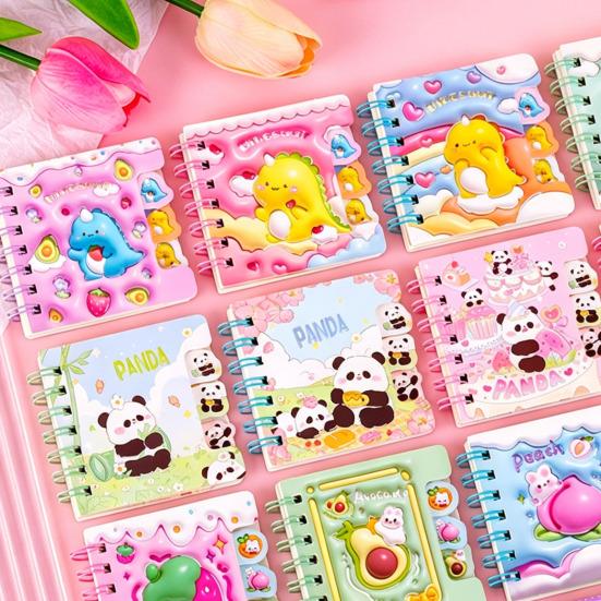 Cartoon Animal Pocket Notebook Wire Bound Memo Notepad 3D Dinosaur Rabbit Panda Mini Spiral Notebook School Office Supplies