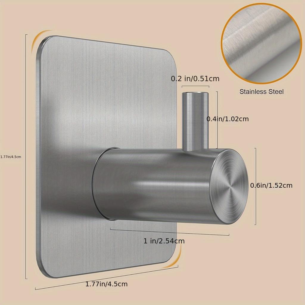 4-Pack Stainless Steel Robe & Towel Hooks - Wall Mounted, Easy To Install, Space-Saving  Hooks for Bathroom, Kitchen and Home Organization