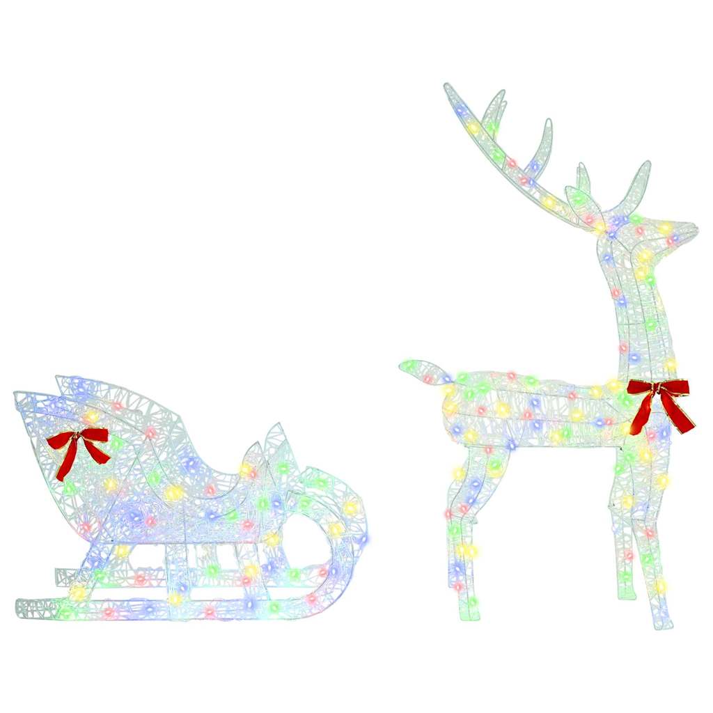 Reindeer Pull Sled with 200 LEDs Multicolored 70 X 26 X 129 Cm Acrylic
