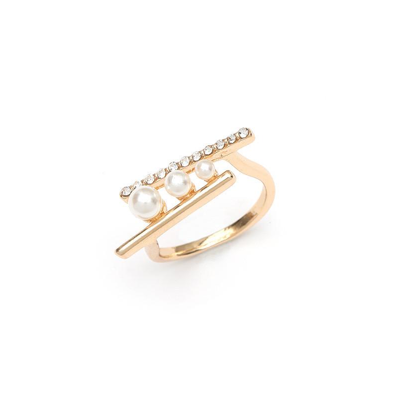 Minimalist Modern Pearl Adjustable Ring With Unique Geometric Design Ideal For Fashion Enthusiasts