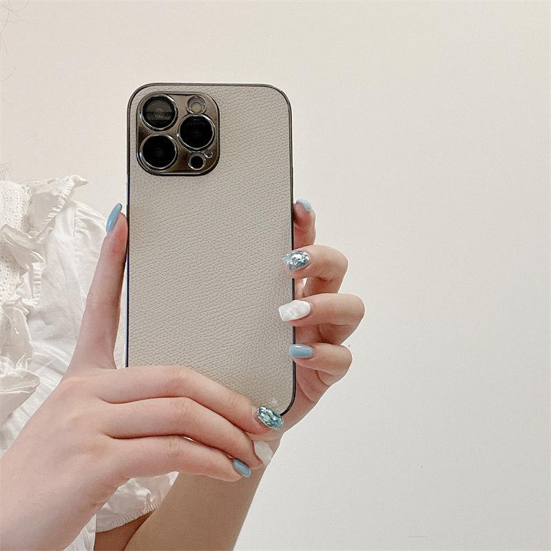 

Роскошный чехол из текстурированной кожи с гальваническим покрытием для iPhone 15 Pro Max 14 13 12 Pro 11, защитный чехол от падения iPhone 15 Pro Max белый