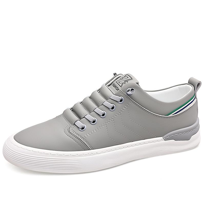 

8080 Men S Shoes Board Shoes Loafers Flat-Soled Handmade Casual Shoes Spring Low-Top Cowhide Fashion Sneakers 38 серый