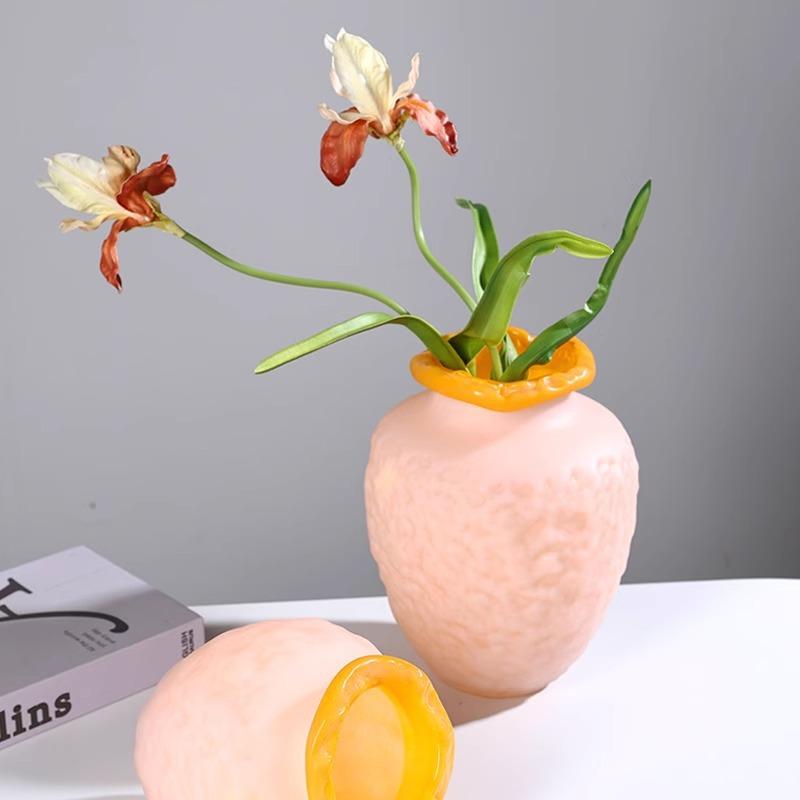 Cream Style Glass Vase Fenton Vintage Luxury Crystal Art Flower Decor for Living Room