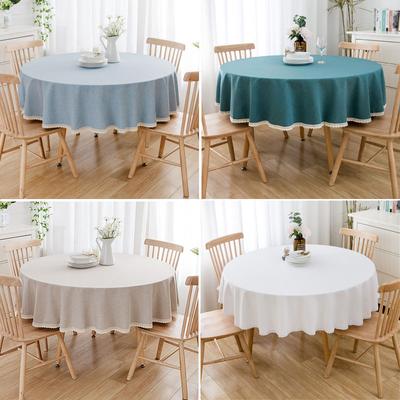 Große, runde Tischdecke, wasserdicht und ölbeständig, einfarbig, Tischdecke aus Baumwolle und Leinen