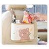 Cartoon Bear Car Trash Bin Leather Print Hanging Car Storage Organizer