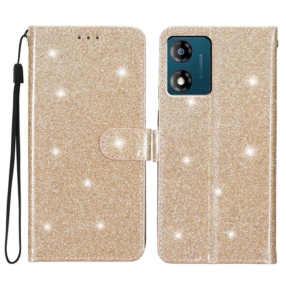 Bling Flash Leather Protect Case For Moto G04 G05 G13 G14 G15 G22 G23 G24 G31 G35 G41 G52 G53 G62 G73 G75 G84 G85 Wallet Cover