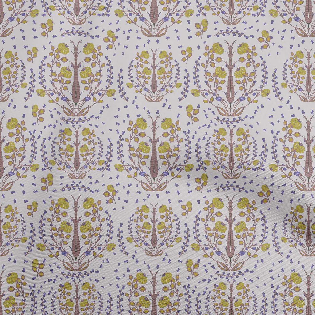 oneOone Cotton Flex Dark Olive Green Fabric Asian Suzani Floral Sewing Material Print Fabric By The Yard 40 Inch