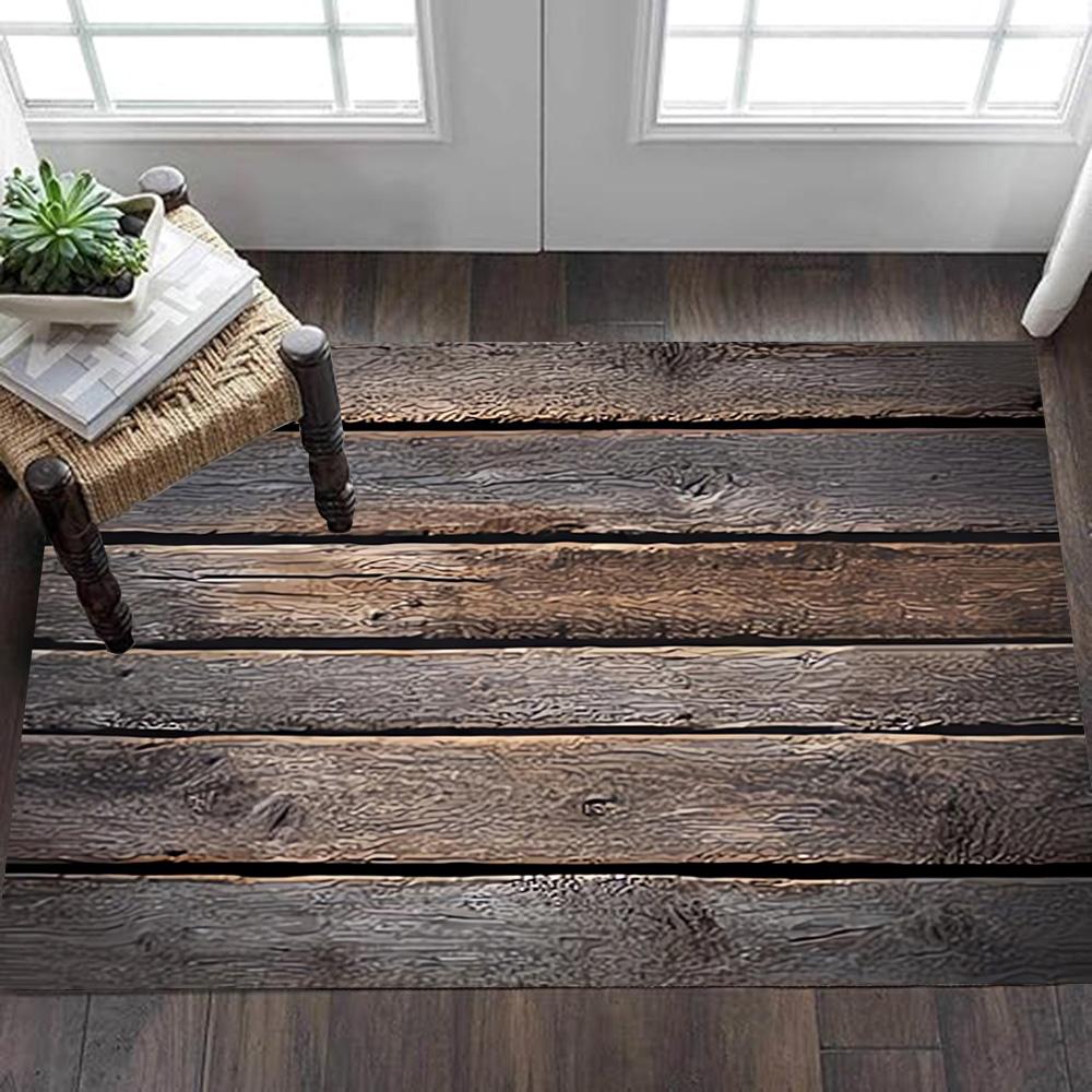 Wooden Wall Paneling Texture Decoration,Carpet,Living Room,Bedroom, Non-slip,Square rug