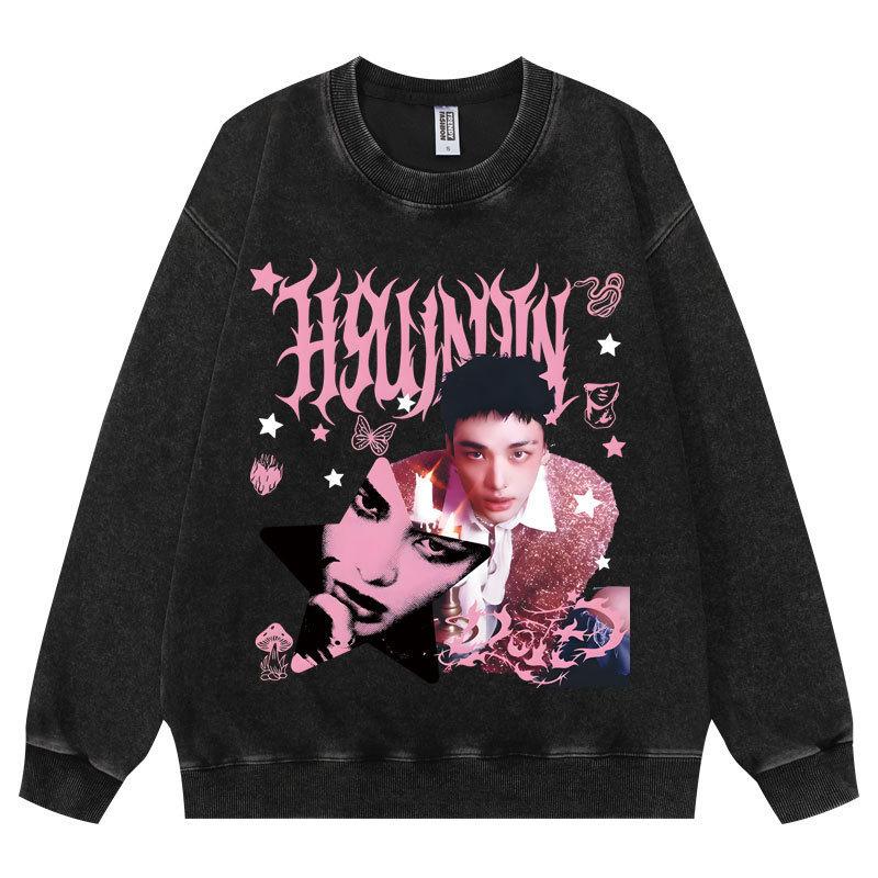 Adult Women Men Fashion Casual Korean POP Stars Dominate Pink Lee Know Felix Print Long Sleeves Sweatshirt