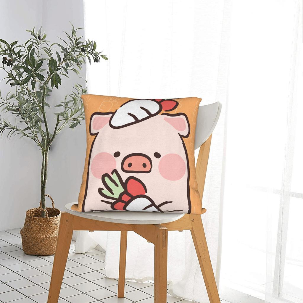L-Lulu Pig Pillow Case  Comfy Pillow Cover Funny Pillowcases For Living Room Sofa