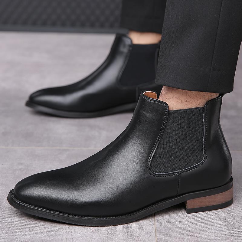 Fashion New Arrival Male Chelsea Boots Casual Slip On Business Boots Fashion Cowboy Men's Ankle Boots High Top Leisure Walking Footwear