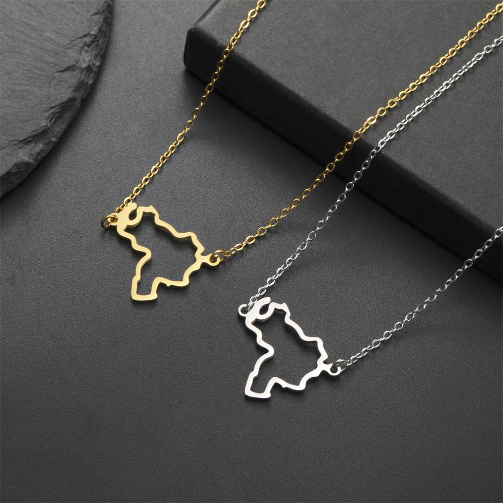 Hollow Venezuela Map Necklace for Women Men Stainless Steel Fashion Venezuelan Pendant Choker Patriotic Jewelry Gifts