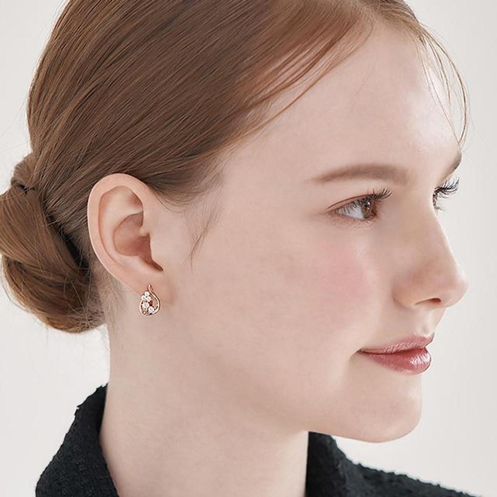 [ELLE Jewelry] 14K GF Water Drop One-Touch Cubic Earrings ELGPEE548