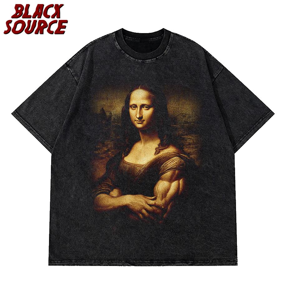 

T Funny Mona Lisa Fitness Tshirt Muscles Gym Casual Graphic Short Sleeve Tshirts Unisex Fashion Casual Oversized T Shirt S