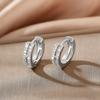 Fashion Zircon Double Layer Huggie Hoop Earrings for Women Vintage Stainless Steel Round Circle Earring Bling Party Jewelry Gift