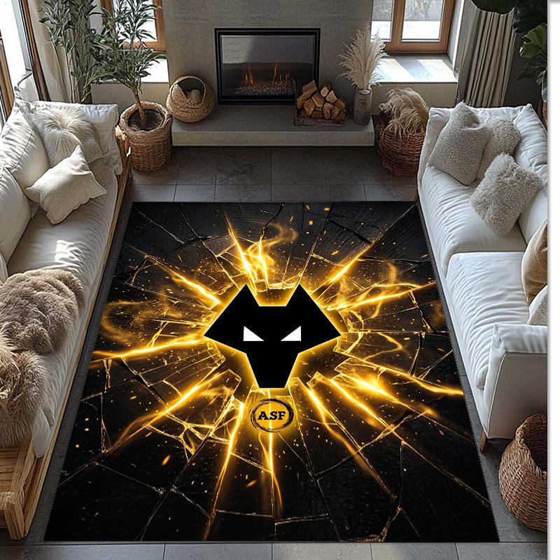Wolverhampton Wanderers Football Print Crystal Velvet Rug, Comfortable Water Absorbent Non Slip Indoor Floor Carpet