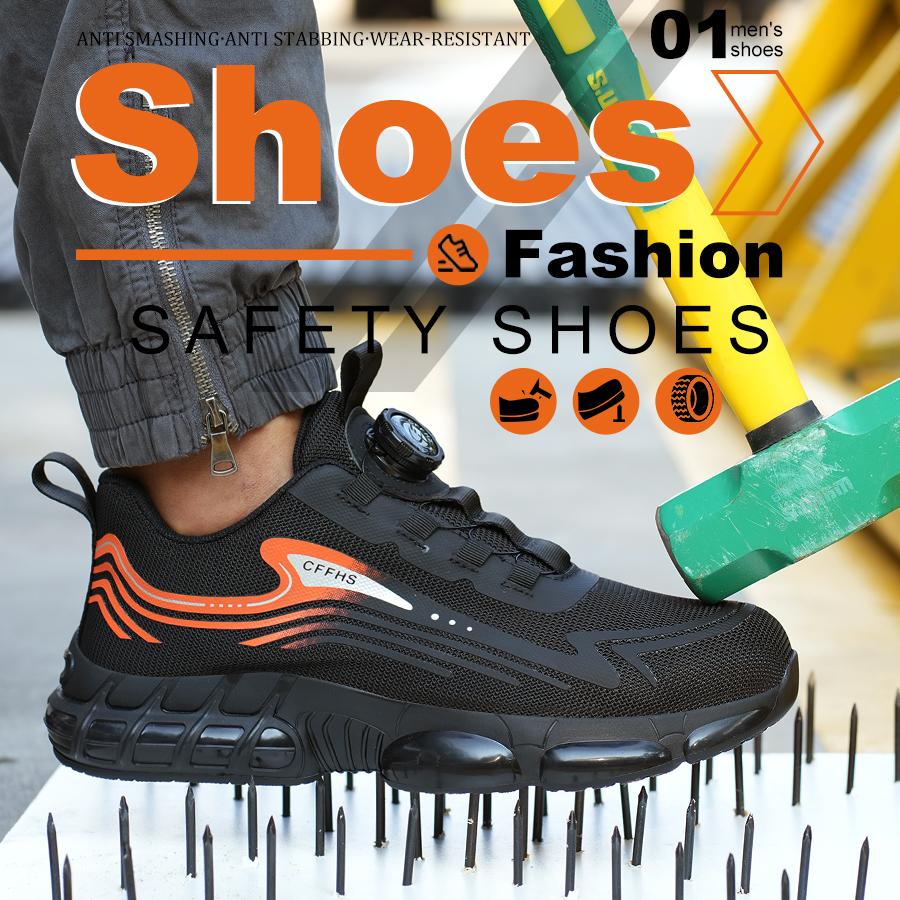 Steel Toe Safety Shoes for Men - Puncture Proof, Slip Resistant & Durable Work Boots for Construction, Outdoor Industrial Use