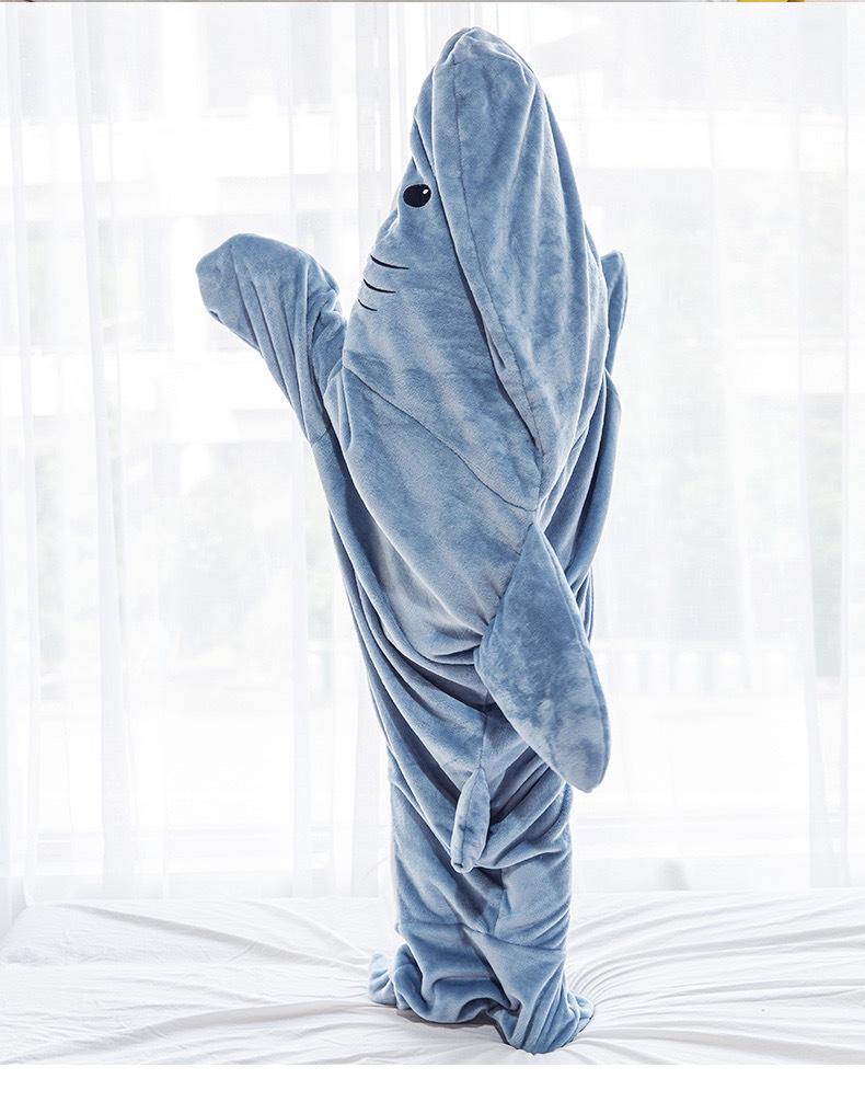 Shark-themed Sleeping Bags, Adult Hoodies, Flannel Loungewear, One-piece Pajamas, and Blankets