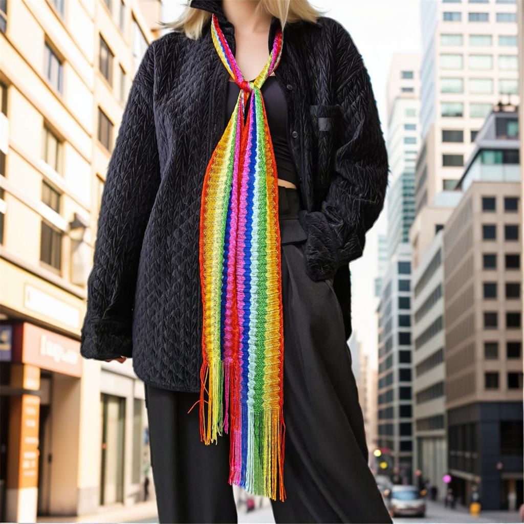 Lace Striped Neck Scarf With Tassels For Women and Teens Fashion Neck Accessories Perfect For Various Occasion Outfit