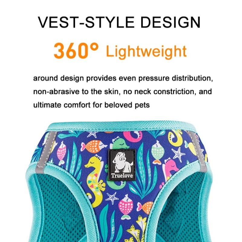 Truelove Pet Harness Soft Air Mesh Adjustable Reflective Pet Vest Small and Medium Breeds No Pull Adjustable Dog Harness TLH3016