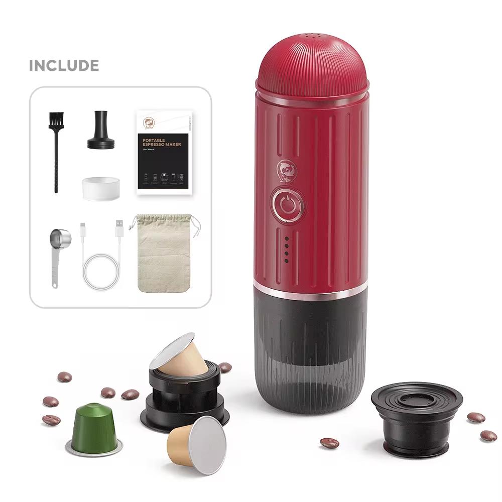 ME2218 Portable Wireless Espresso Machine 19Bar 7500mAh 2-in-1 Coffee Maker Compatible with Nespresso & Ground Coffee