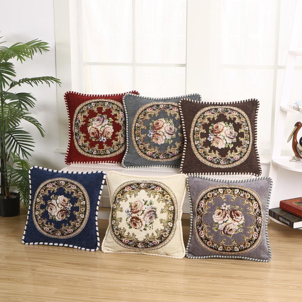 Jacquard Pillowcase Without Core New Chinese Style Office Lumbar Cushion