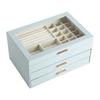 Leather Jewelry Box Luxury Exquisite 3 Layer Modern Drawer Style Jewelry Box Multifunctional Creative Display Miniature Ornaments Packaging Supplies