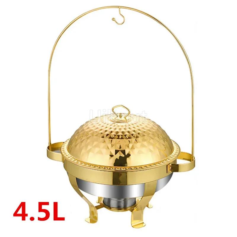 

Hangable golden food heating container Large capacity alcohol pot Restaurant daily pot hotpot Stainless steel buffet stove lid