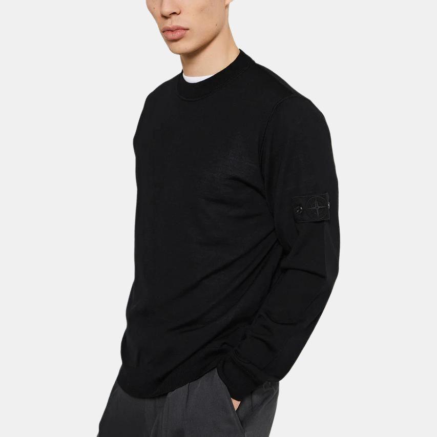 STONE ISLAND Long Sleeve Solid Color Crew Neck Sweater Men Sweater Black K1S15-5100066-S00FC-V0029