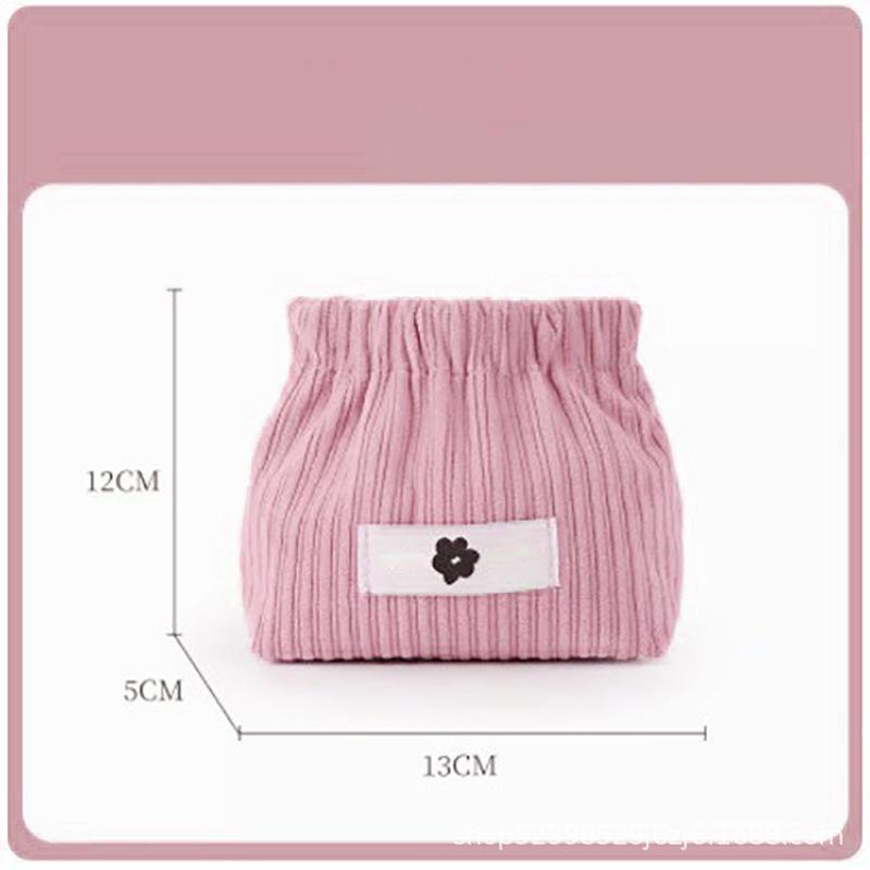 Cute Small Corduroy Snap Coin Purse - Automatic Closure Makeup & Change Bag