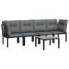 VidaXL Salon de Jardin 5 pcs, Ensemble de Meubles de Terrasse, Mobilier d'Extérieur, Chaise de Patio, Moderne, Noir et Gris 3187734