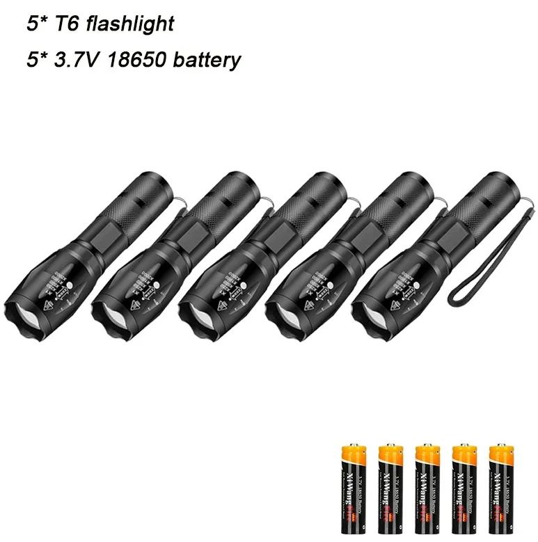 T6 LED Flashlights High Lumens with Zoomable Beam Mini Flashlights for Camping Dog Walking Powerful Emergency Flashlights