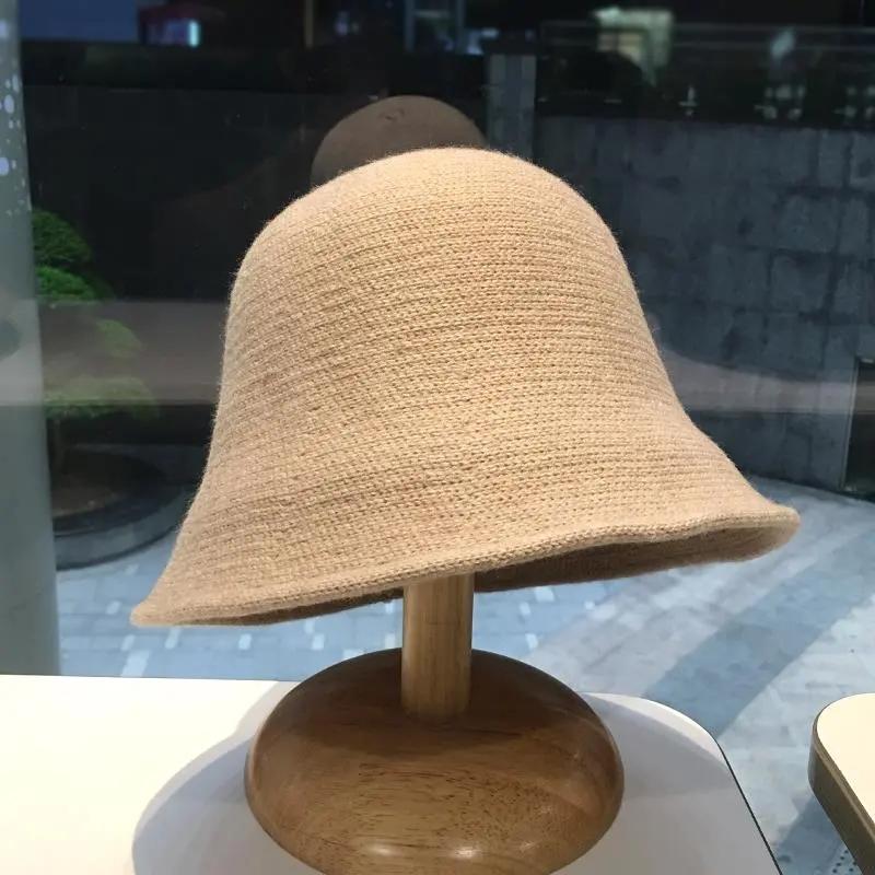 WTEMPO Spring Fall Winter Knitted Bucket Hats Women Solid Color Casual Woolen Hats Versatile Shopping Travel Hats