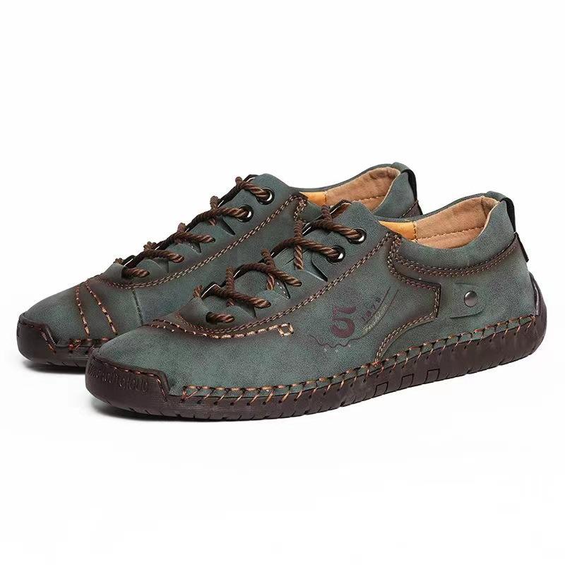 Large Size Summer New Large Size Men's Shoes Low Top Hand-stitched Shoes Outdoor Casual Shoes British Leather Shoes