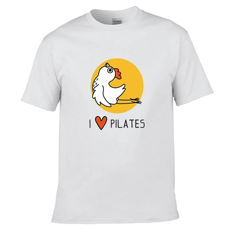 I LOVE PILATES Falling Chicken Printed T-shirt Men Women T-shirts Summer Cotton Tops Cotton Loose Street Hip Hop T-Shirts