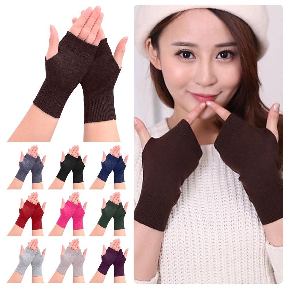 Wrist Length Cashmere Gloves Fingerless Knitted Wool Gloves Fashion Winter Gloves Unisex