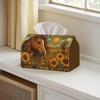 1pc 2D Flat Wild Horse Pastoral Style Tissue Box, Suitable for Home, Farm, Picnic, Countryside Festival, Polyester Material, Enlarged Version