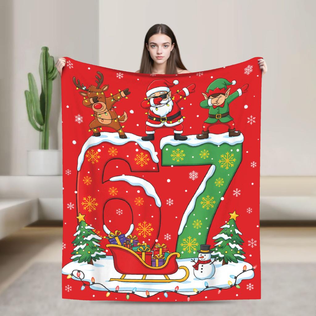 Super Soft Blanket Decorative Funny 67 Six Seven Meme Ice Cream Throw Blanket  Flannel Bedspread For Couch Chair Sofa Bed Cover