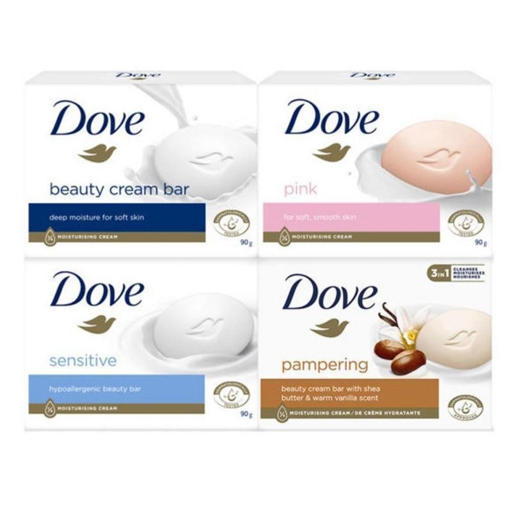 

Dove Beauty Bar 4 типа: белый/розовый/чувствительный/масло ши, 1 набор, 90 г