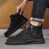 Autumn new high-top casual shoes, side zipper short board shoes, medium-top sports leather shoes