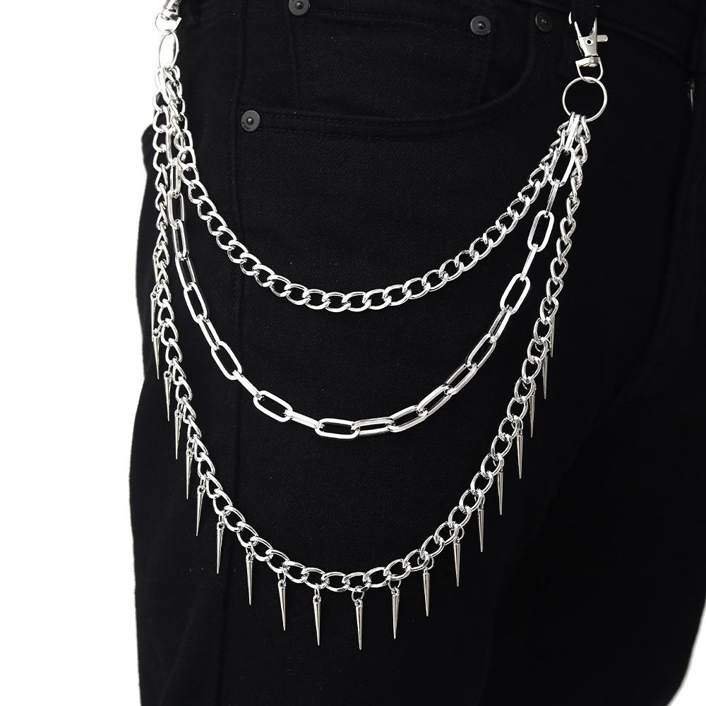 

Accessories Harajuku HipHop Link Coil Gothic Keychains Spike Pendant Chain Heavy Duty Waist Hook