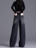 Spring 2026 Black High-Waisted Wide-Leg Striped Jeans for Women - Versatile Loose Fit for Pear-Shaped Figures