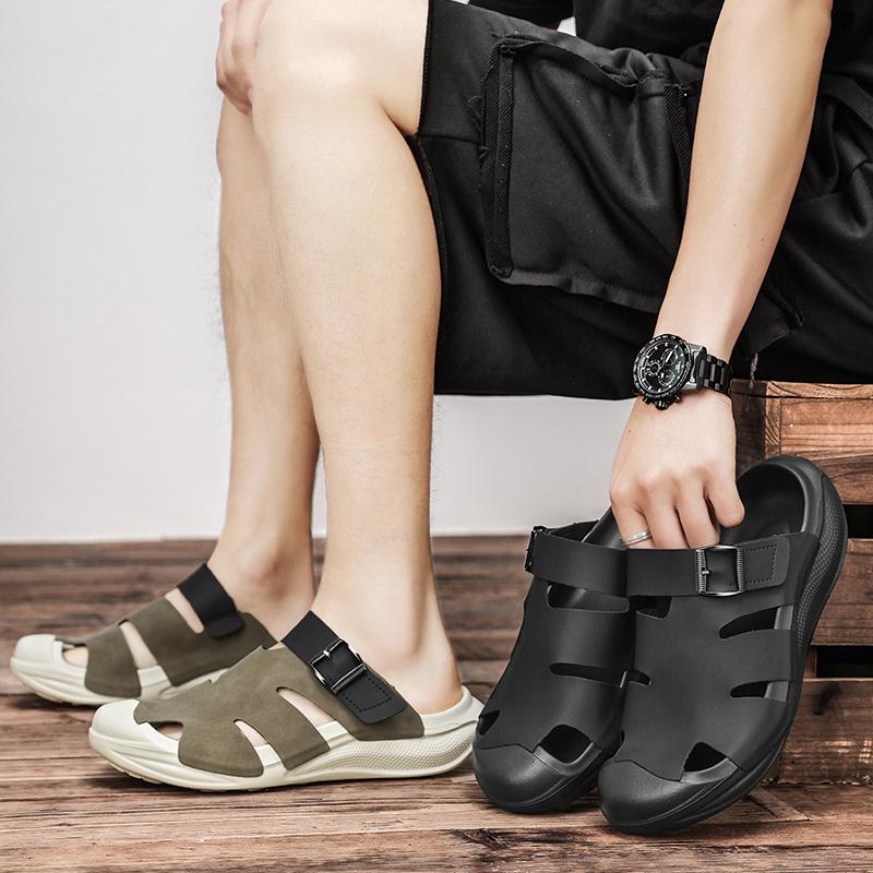 Men's Shoes Male Summer Sandals Comfy Indoor Garden Clogs Wrapped Toe Closed Toe Non-Slip Slippers with Arch Support  Trend