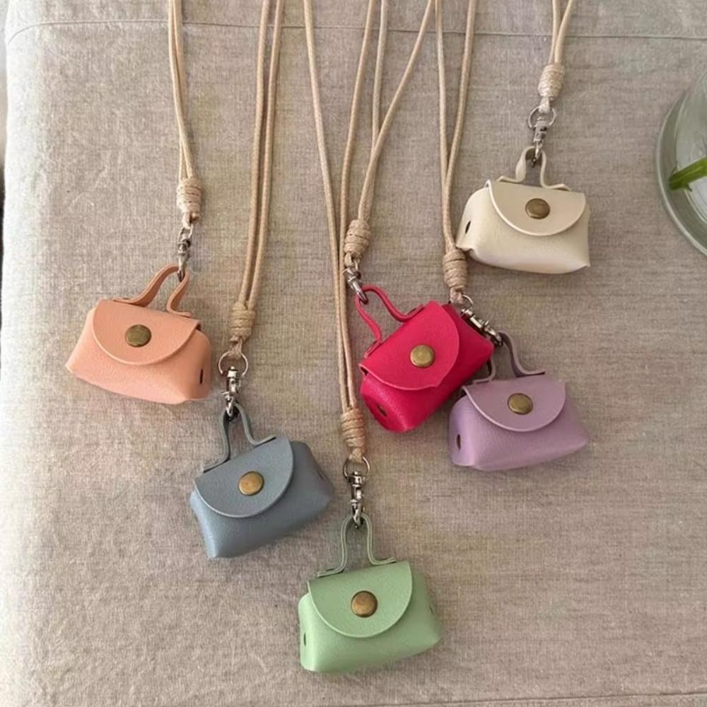 Leather Hanging Neck Coin Purse Necklace Pendant Long Sweater Chain New Headphone Bag  Women