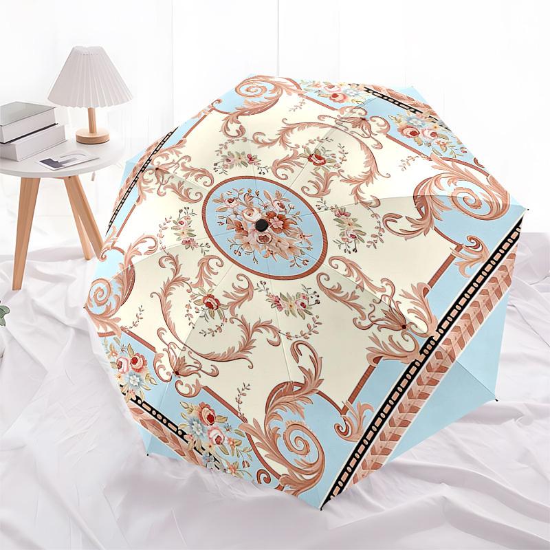 1PC Floral Pattern Ornamentation Umbrella-8-Rib Reinforced, Automatic Open, Lightweight & Durable, Fashion Accessory for Outdoor, Beach L0332